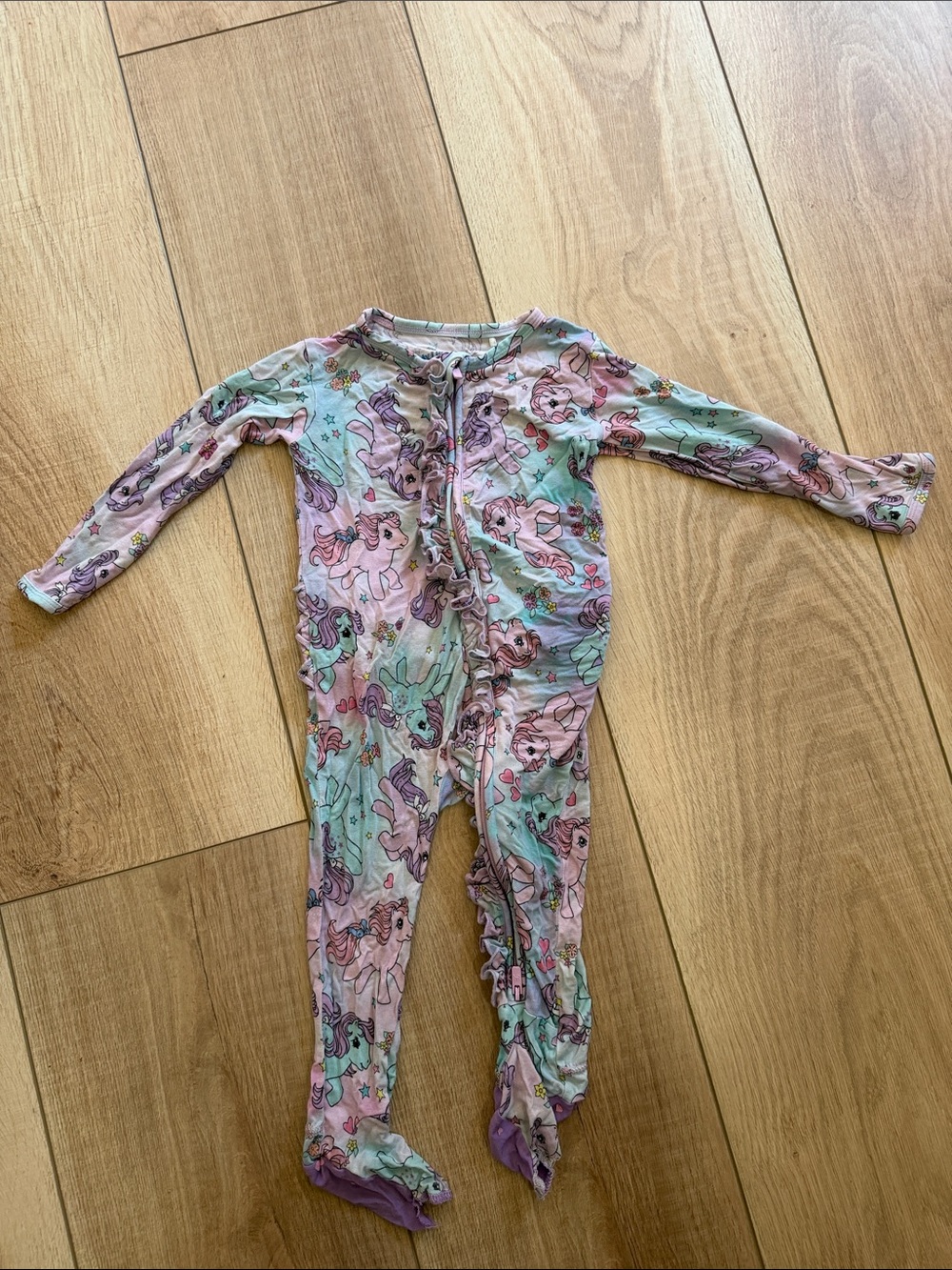 Girls' Pastel Unicorn Footed One-Piece Pajama - Pink & Mint